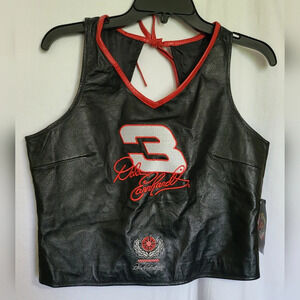 Vintage‎ NWT NASCAR Dale Earnhardt Women's Black 100% Leather Tank Top, Size XXL